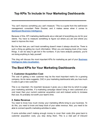 top kpis to include in your marketing dashboards