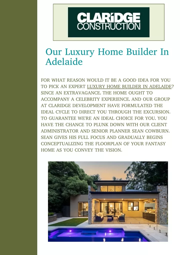 our luxury home builder in adelaide