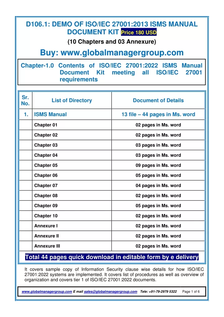 d106 1 demo of iso iec 27001 2013 isms manual