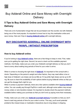 Buy Adderall Online and Save Money with Overnight Delivery