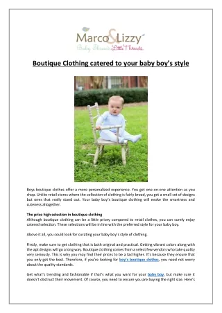 Boutique Clothing catered to your baby boy’s style