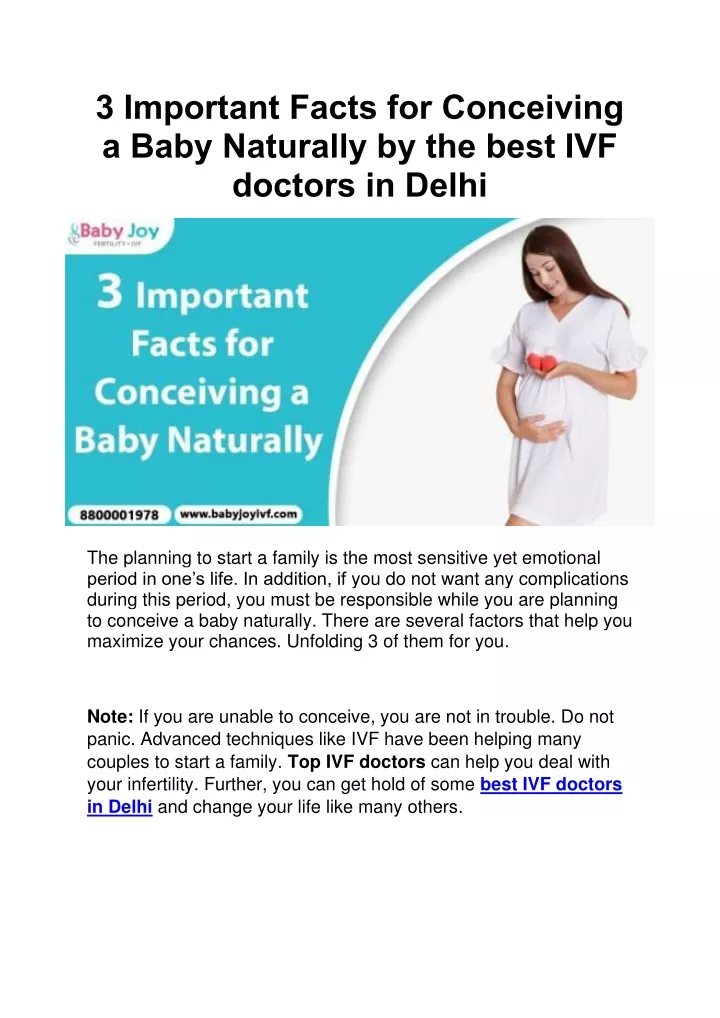 3 important facts for conceiving a baby naturally