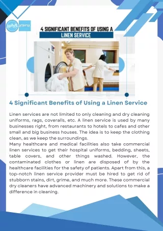4 Significant Benefits of Using a Linen Service