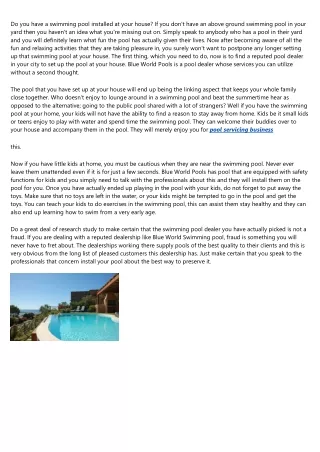 do you have a swimming pool installed at your