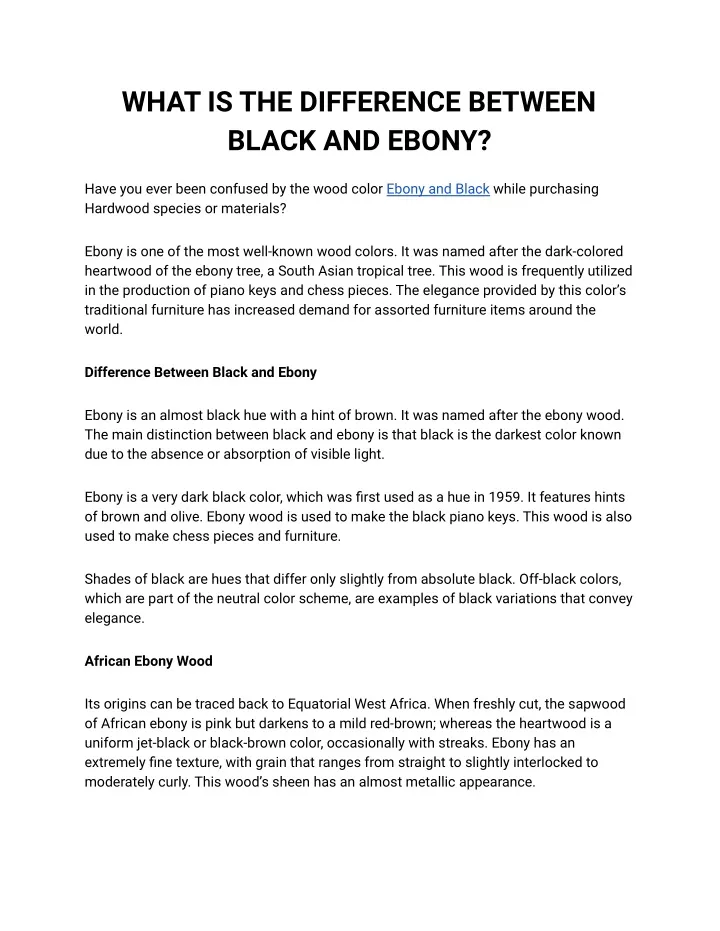 what is the difference between black and ebony