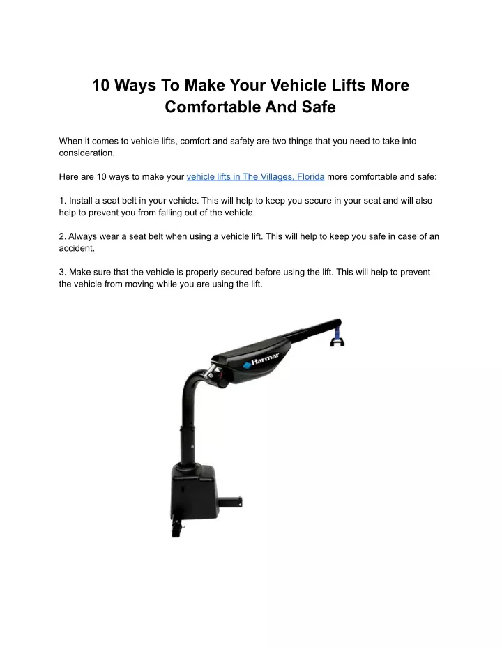 10 ways to make your vehicle lifts more