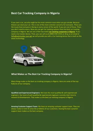Best Car Tracking Company in Nigeria