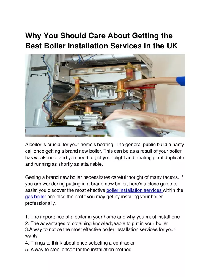 why you should care about getting the best boiler installation services in the uk