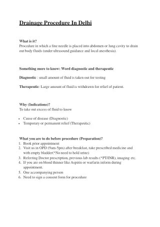 drainage procedure in delhi