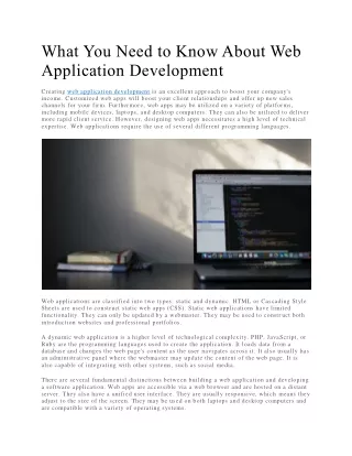 What You Need to Know About Web Application Development