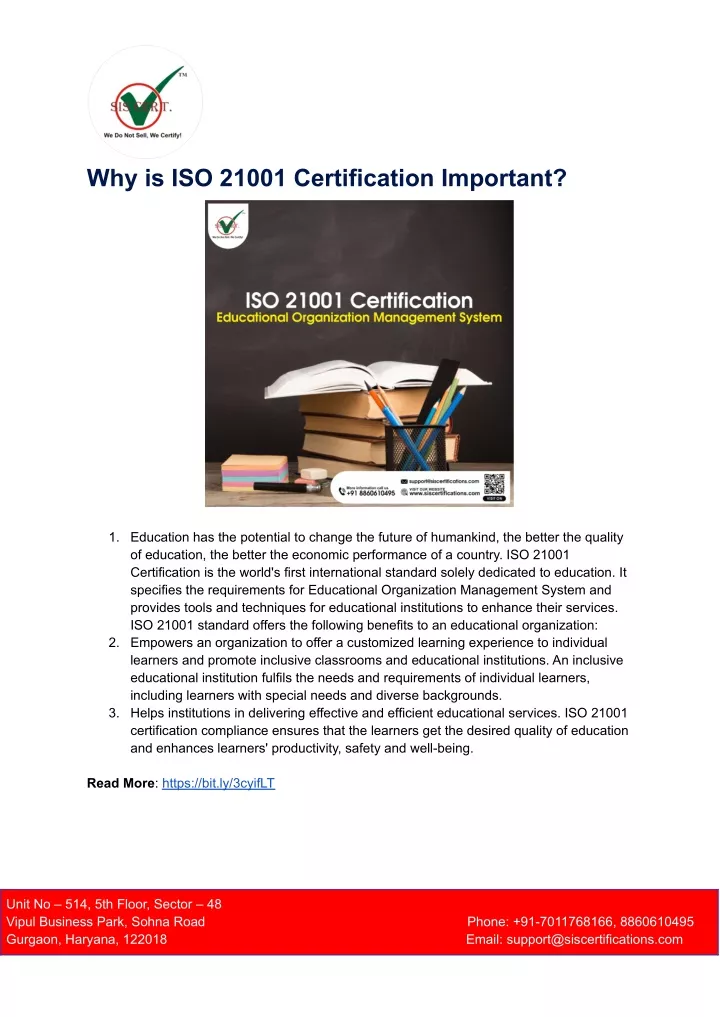 why is iso 21001 certification important