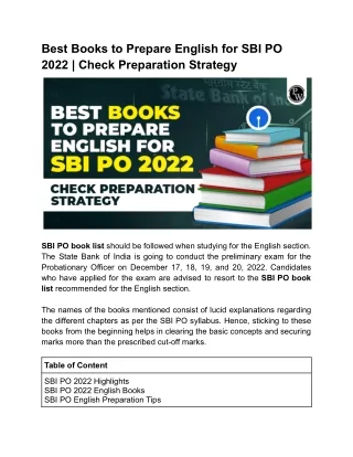 Best Books to Prepare English for SBI PO 2022 _ Check Preparation Strategy