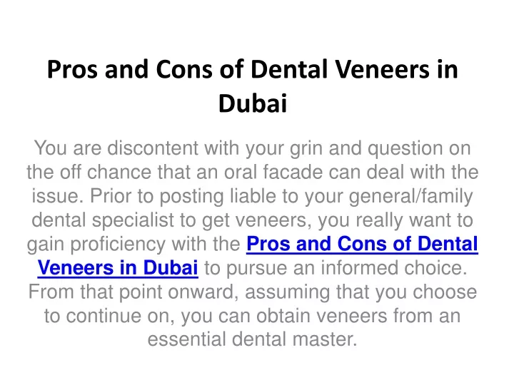 pros and cons of dental veneers in dubai