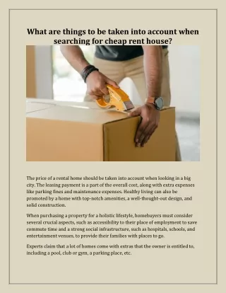 What are things to be taken into account when searching for cheap rent house