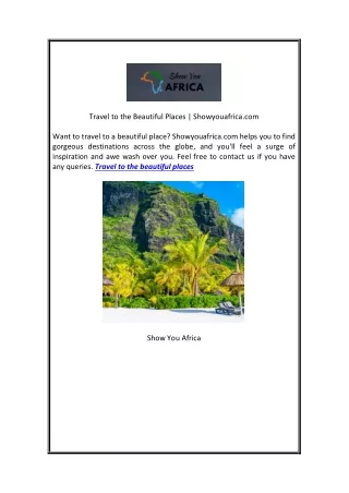 Travel to the Beautiful Places | Showyouafrica.com