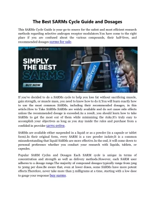 The Best SARMs Cycle Guide and Dosages