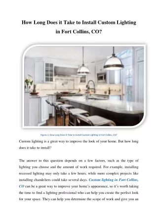 How Long Does it Take to Install Custom Lighting in Fort Collins, CO