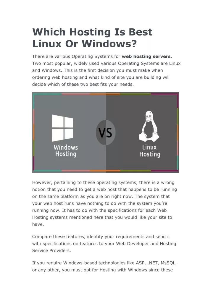 which hosting is best linux or windows