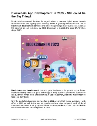 Blockchain App Development in 2023 - Still could be  the Big Thing?