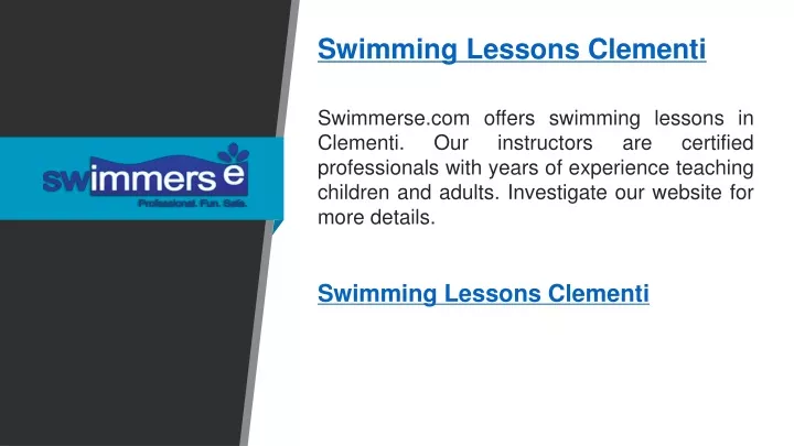 swimming lessons clementi