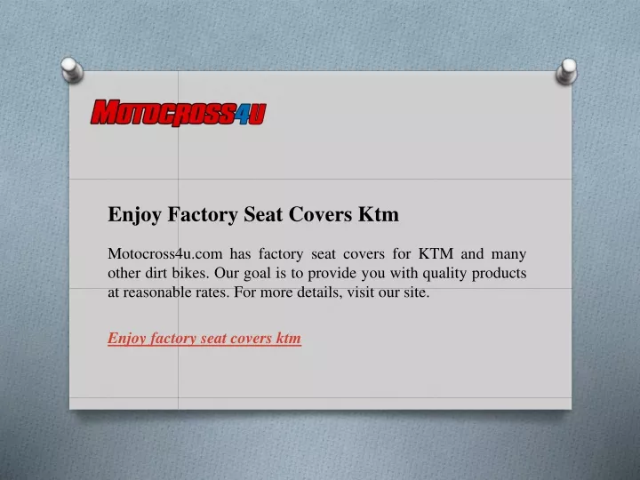enjoy factory seat covers ktm