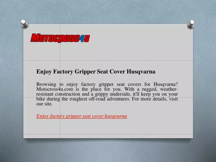 enjoy factory gripper seat cover husqvarna