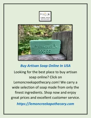 Buy Artisan Soap Online In Usa | Lemoncreekapothecary.com