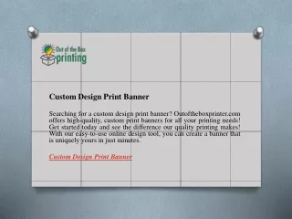 Custom Design Print Banner  Outoftheboxprinter.com