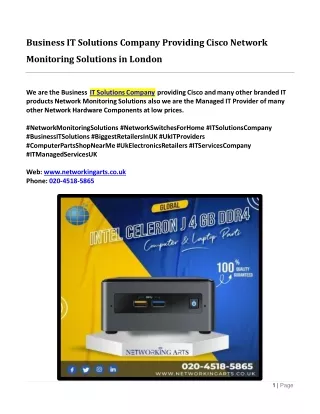 Business IT Solutions Company Providing Cisco Network Monitoring Solutions in London