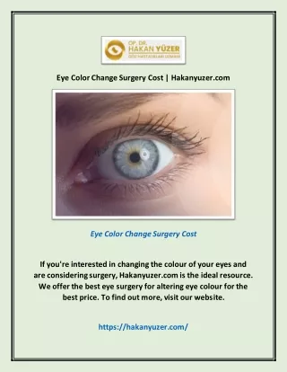 Eye Color Change Surgery Cost | Hakanyuzer.com