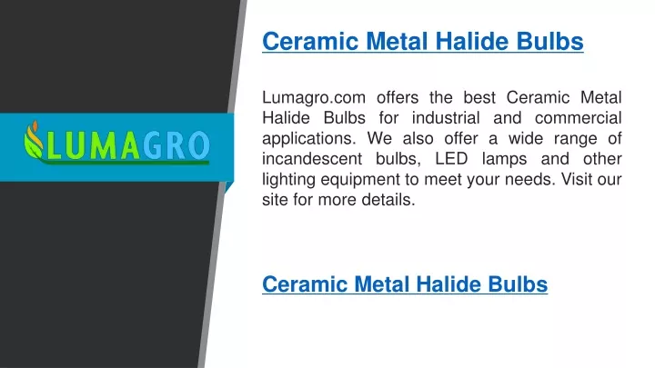 ceramic metal halide bulbs