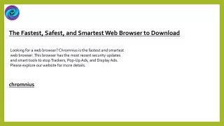 The Fastest, Safest, and Smartest Web Browser to Download
