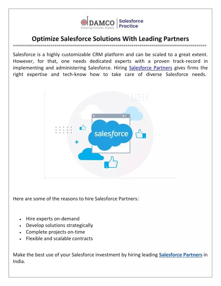 optimize salesforce solutions with leading