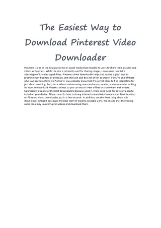 The Easiest Way to Download Pinterest Video Downlo pdf