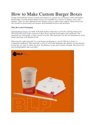 how to make custom burger boxes using custom