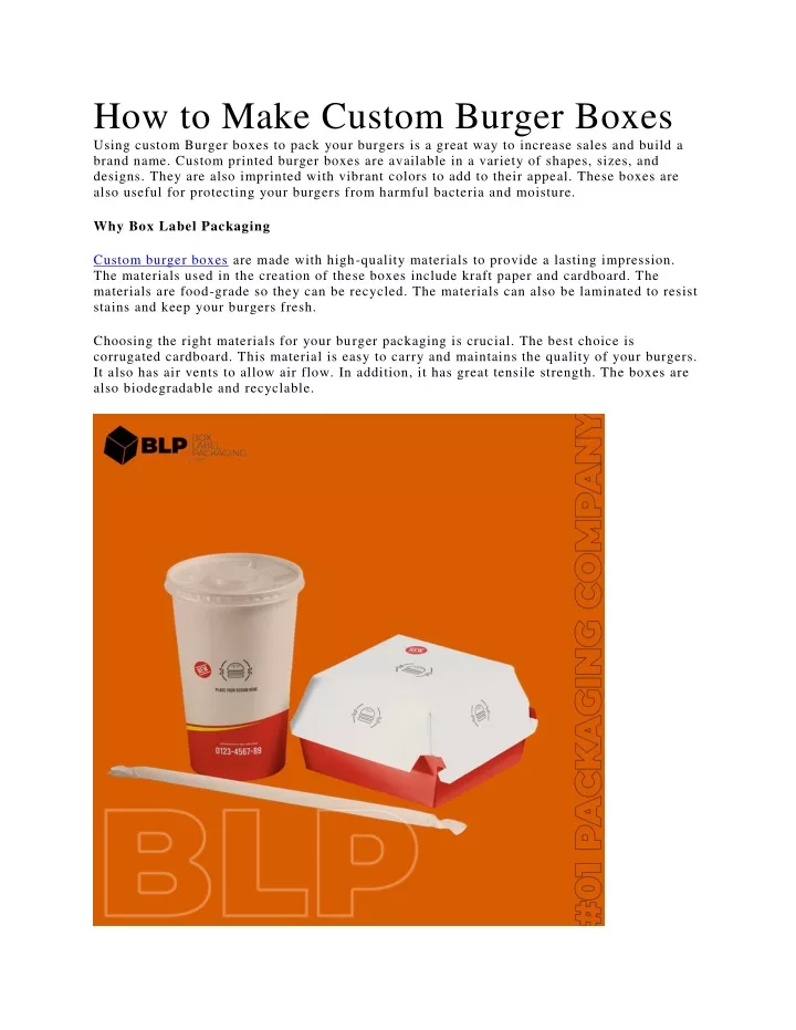 how to make custom burger boxes using custom