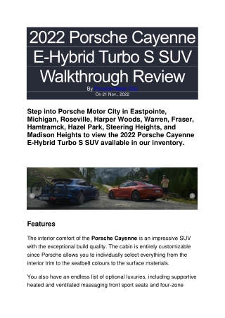 2022 Porsche Cayenne E-Hybrid Turbo S SUV Walkthrough Review