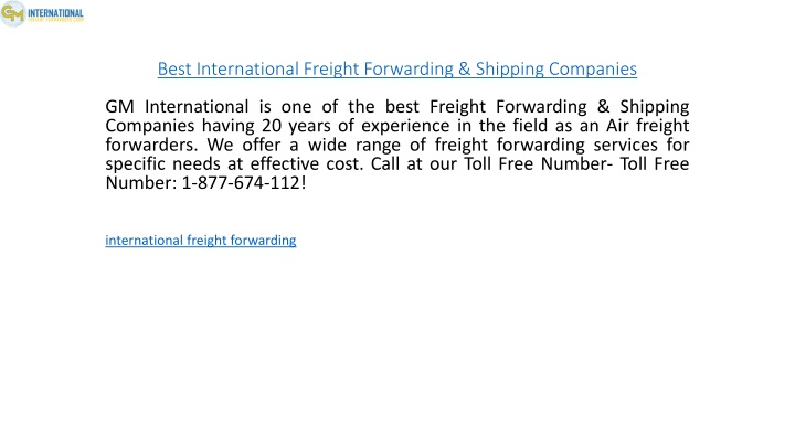 best international freight forwarding shipping companies