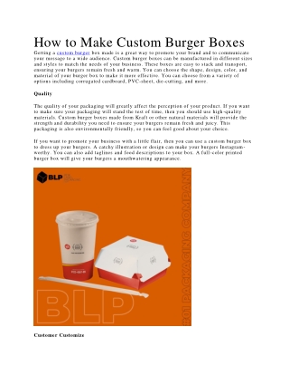 how to make custom burger boxes getting a custom