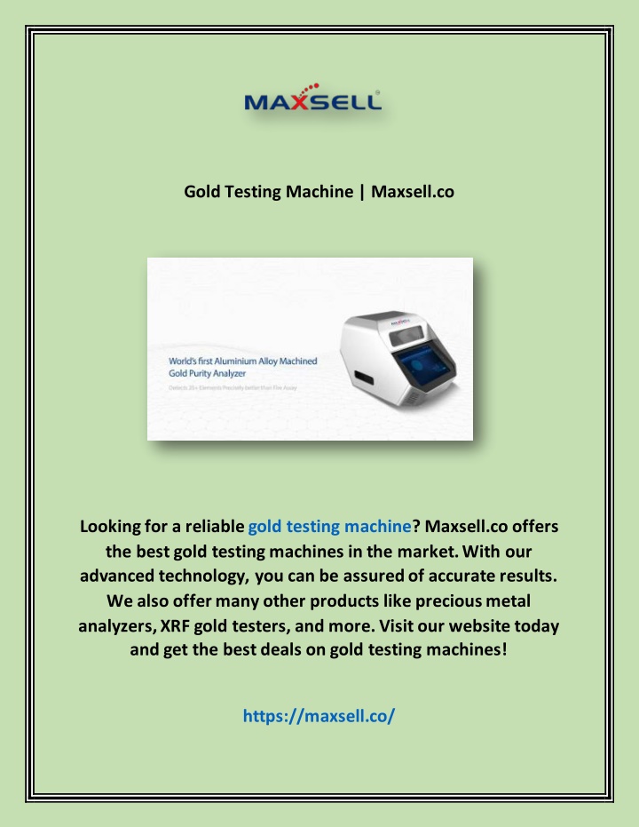 gold testing machine maxsell co