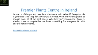 Premier Plants Centre In Ireland  Decoplants.ie