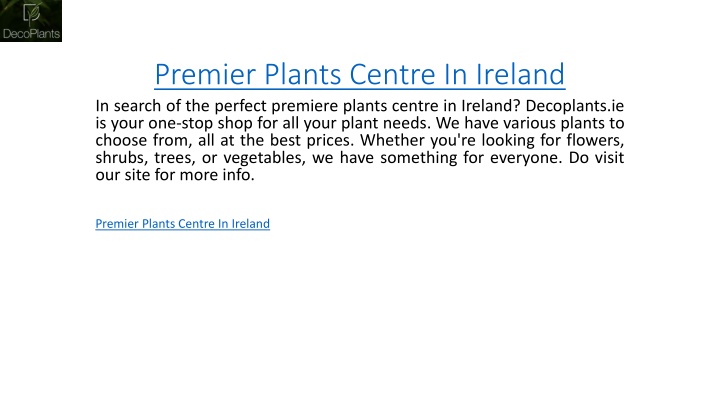 premier plants centre in ireland