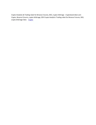 crypto analytics trading robot for binance