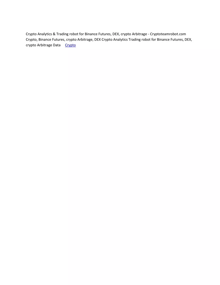 crypto analytics trading robot for binance