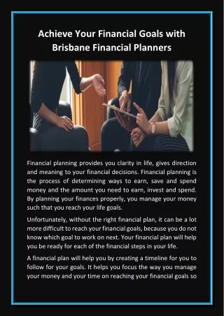 Achieve Your Financial Goals with Brisbane Financial Planners