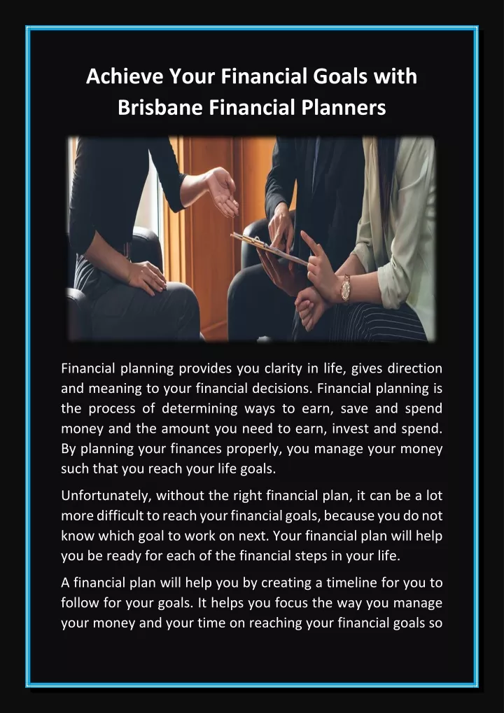 achieve your financial goals with brisbane