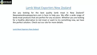 Lamb Meat Exporters New Zealand  Newzealandmeatexporters.com