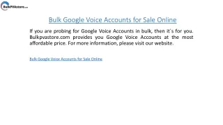 Bulk Google Voice Accounts for Sale Online Bulkpvastore.com