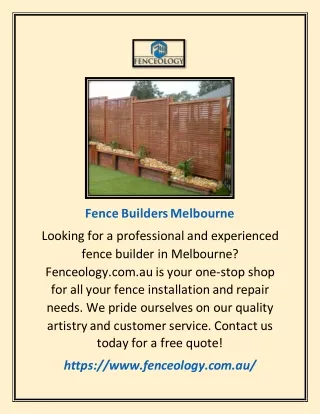Fencing Contractor Melbourne | Fenceology.com.au
