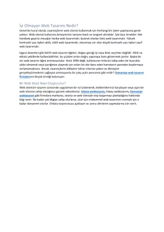 yi olmayan web tasar m nedir genel bir kural